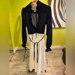 Elegant Navy and White Dress